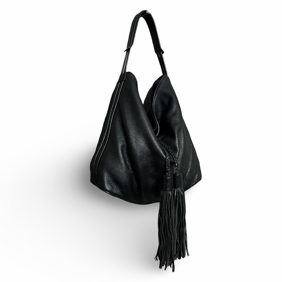 Rebecca Minkoff Isobel Black Pebble Leather Hobo Handbag w/ Tassels - Picture 5 of 11